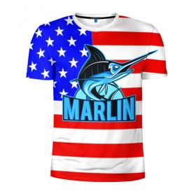 Мужская футболка 3D спортивная с принтом Marlin USA в Курске, 100% полиэстер с улучшенными характеристиками | приталенный силуэт, круглая горловина, широкие плечи, сужается к линии бедра | 