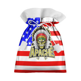 Подарочный 3D мешок с принтом Индейцы Apache в Курске, 100% полиэстер | Размер: 29*39 см | Тематика изображения на принте: apache | usa | америка | американец | индейцы | символика америки | сша