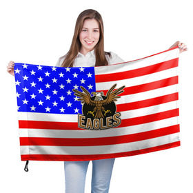 Флаг 3D с принтом Американский орёл в Курске, 100% полиэстер | плотность ткани — 95 г/м2, размер — 67 х 109 см. Принт наносится с одной стороны | usa | америка | американец | орел | символика америки | сша