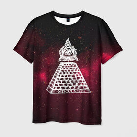 Мужская футболка 3D с принтом Масонский символ в Курске, 100% полиэфир | прямой крой, круглый вырез горловины, длина до линии бедер | вселенная | звезды | космос | масонский символ | массоны