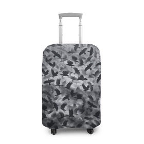 Чехол для чемодана 3D с принтом Вороны в Курске, 86% полиэфир, 14% спандекс | двустороннее нанесение принта, прорези для ручек и колес | ворон | ворона | воронье | небо | паттрен | птицы | серый | стая | текстура | хеллоуин
