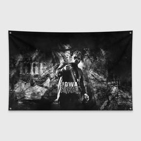 Флаг-баннер с принтом Slipknot iowa в Курске, 100% полиэстер | размер 67 х 109 см, плотность ткани — 95 г/м2; по краям флага есть четыре люверса для крепления | slipknot | альтернативный метал | грув метал | комбинезон | маска | метал | мрачный | ню метал