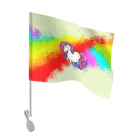 Флаг для автомобиля с принтом Радужный Единорог в Курске, 100% полиэстер | Размер: 30*21 см | краска | радуга | радужный единорог
