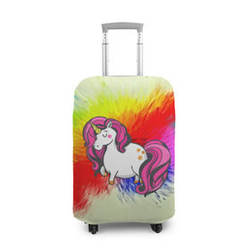 Чехол для чемодана 3D с принтом Радужный Единорог в Курске, 86% полиэфир, 14% спандекс | двустороннее нанесение принта, прорези для ручек и колес | краска | радуга | радужный единорог