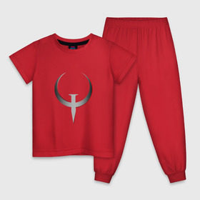 Детская пижама хлопок с принтом Quake Champions - Logo в Курске, 100% хлопок |  брюки и футболка прямого кроя, без карманов, на брюках мягкая резинка на поясе и по низу штанин
 | Тематика изображения на принте: cq | q1 | q2 | q3 | quake champions | quake live