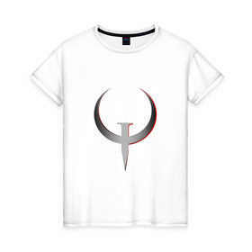 Женская футболка хлопок с принтом Quake Champions - Logo в Курске, 100% хлопок | прямой крой, круглый вырез горловины, длина до линии бедер, слегка спущенное плечо | cq | q1 | q2 | q3 | quake champions | quake live