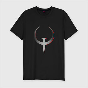 Мужская футболка премиум с принтом Quake Champions - Logo в Курске, 92% хлопок, 8% лайкра | приталенный силуэт, круглый вырез ворота, длина до линии бедра, короткий рукав | cq | q1 | q2 | q3 | quake champions | quake live