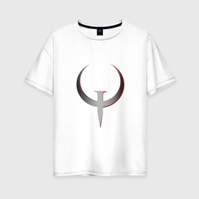 Женская футболка хлопок Oversize с принтом Quake Champions - Logo в Курске, 100% хлопок | свободный крой, круглый ворот, спущенный рукав, длина до линии бедер
 | cq | q1 | q2 | q3 | quake champions | quake live
