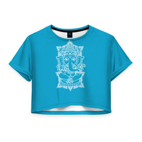 Женская футболка 3D укороченная с принтом India в Курске, 100% полиэстер | круглая горловина, длина футболки до линии талии, рукава с отворотами | india | будда | буддизм | индия | символика индии | слон | хинди