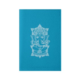 Обложка для паспорта матовая кожа с принтом India в Курске, натуральная матовая кожа | размер 19,3 х 13,7 см; прозрачные пластиковые крепления | india | будда | буддизм | индия | символика индии | слон | хинди