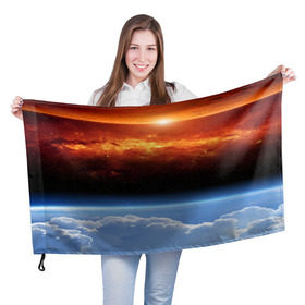 Флаг 3D с принтом Космос в Курске, 100% полиэстер | плотность ткани — 95 г/м2, размер — 67 х 109 см. Принт наносится с одной стороны | space | star | вселенная | звезды | земля | космический | космос | планеты | пространство