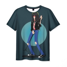 Мужская футболка 3D с принтом Джоуи в Курске, 100% полиэфир | прямой крой, круглый вырез горловины, длина до линии бедер | punk | ramones | rock | панк | рамонс | рок