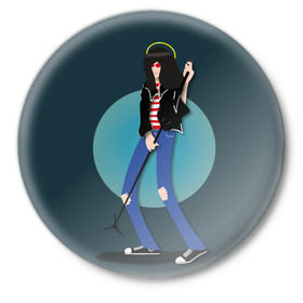 Значок с принтом Джоуи в Курске,  металл | круглая форма, металлическая застежка в виде булавки | punk | ramones | rock | панк | рамонс | рок