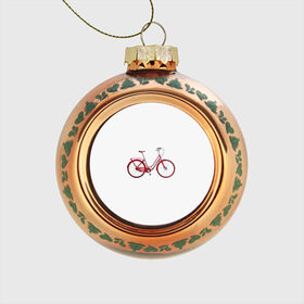 Стеклянный ёлочный шар с принтом Велосипед в Курске, Стекло | Диаметр: 80 мм | bicycle | байсикл | велик | красный | москва | педали