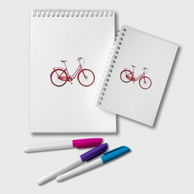 Блокнот с принтом Велосипед в Курске, 100% бумага | 48 листов, плотность листов — 60 г/м2, плотность картонной обложки — 250 г/м2. Листы скреплены удобной пружинной спиралью. Цвет линий — светло-серый
 | Тематика изображения на принте: bicycle | байсикл | велик | красный | москва | педали