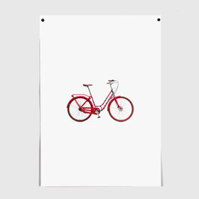 Постер с принтом Велосипед в Курске, 100% бумага
 | бумага, плотность 150 мг. Матовая, но за счет высокого коэффициента гладкости имеет небольшой блеск и дает на свету блики, но в отличии от глянцевой бумаги не покрыта лаком | bicycle | байсикл | велик | красный | москва | педали