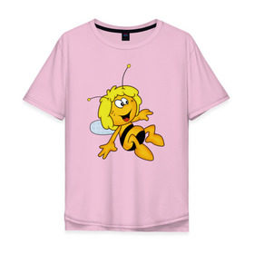 Мужская футболка хлопок Oversize с принтом пчелка Майя в Курске, 100% хлопок | свободный крой, круглый ворот, “спинка” длиннее передней части | вилли | майя | мая | пчелка | пчёлка майя | флип