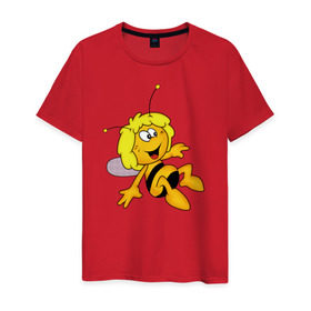 Мужская футболка хлопок с принтом пчелка Майя в Курске, 100% хлопок | прямой крой, круглый вырез горловины, длина до линии бедер, слегка спущенное плечо. | Тематика изображения на принте: вилли | майя | мая | пчелка | пчёлка майя | флип