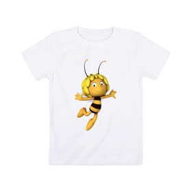 Детская футболка хлопок с принтом пчелка Майя в Курске, 100% хлопок | круглый вырез горловины, полуприлегающий силуэт, длина до линии бедер | вилли | майя | мая | пчелка | пчёлка майя | флип