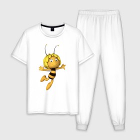 Мужская пижама хлопок с принтом пчелка Майя в Курске, 100% хлопок | брюки и футболка прямого кроя, без карманов, на брюках мягкая резинка на поясе и по низу штанин
 | вилли | майя | мая | пчелка | пчёлка майя | флип