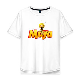 Мужская футболка хлопок Oversize с принтом пчелка Майя в Курске, 100% хлопок | свободный крой, круглый ворот, “спинка” длиннее передней части | Тематика изображения на принте: 