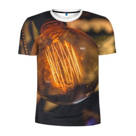 Мужская футболка 3D спортивная с принтом Лампа в Курске, 100% полиэстер с улучшенными характеристиками | приталенный силуэт, круглая горловина, широкие плечи, сужается к линии бедра | лампа | лампочка | ночь | свет | стекло | электричество | яркий