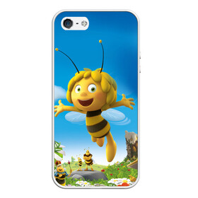 Чехол для iPhone 5/5S матовый с принтом Пчелка Майя в Курске, Силикон | Область печати: задняя сторона чехла, без боковых панелей | Тематика изображения на принте: вилли | майя | мая | пчелка | пчёлка майя | флип