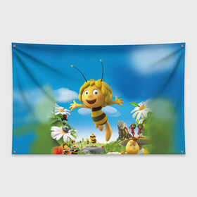 Флаг-баннер с принтом Пчелка Майя в Курске, 100% полиэстер | размер 67 х 109 см, плотность ткани — 95 г/м2; по краям флага есть четыре люверса для крепления | вилли | майя | мая | пчелка | пчёлка майя | флип