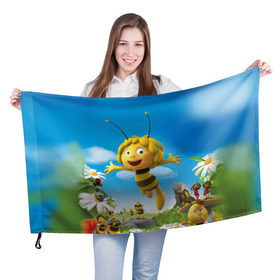 Флаг 3D с принтом Пчелка Майя в Курске, 100% полиэстер | плотность ткани — 95 г/м2, размер — 67 х 109 см. Принт наносится с одной стороны | Тематика изображения на принте: вилли | майя | мая | пчелка | пчёлка майя | флип