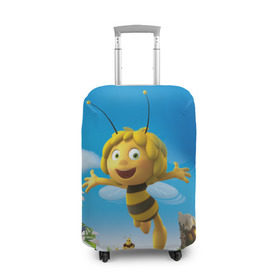 Чехол для чемодана 3D с принтом Пчелка Майя в Курске, 86% полиэфир, 14% спандекс | двустороннее нанесение принта, прорези для ручек и колес | вилли | майя | мая | пчелка | пчёлка майя | флип
