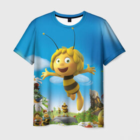 Мужская футболка 3D с принтом Пчелка Майя в Курске, 100% полиэфир | прямой крой, круглый вырез горловины, длина до линии бедер | вилли | майя | мая | пчелка | пчёлка майя | флип