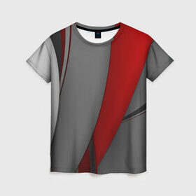 Женская футболка 3D с принтом Red-gray abstraction в Курске, 100% полиэфир ( синтетическое хлопкоподобное полотно) | прямой крой, круглый вырез горловины, длина до линии бедер | 