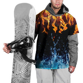 Накидка на куртку 3D с принтом Две стихии в Курске, 100% полиэстер |  | cold | fire | ice | вода water | лёд | огонь | пламя | стихиz | холод