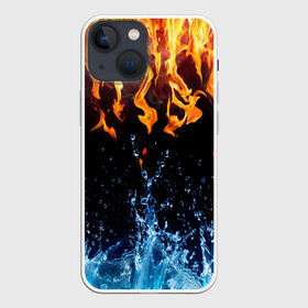 Чехол для iPhone 13 mini с принтом Две стихии в Курске,  |  | Тематика изображения на принте: cold | fire | ice | вода water | лёд | огонь | пламя | стихиz | холод