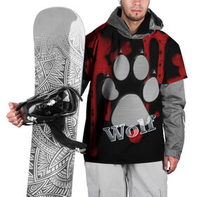 Накидка на куртку 3D с принтом Волк в Курске, 100% полиэстер |  | wolf | волк | животные | лапа | надпись | природа | след | снег