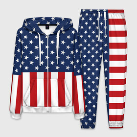 Мужской костюм 3D с принтом Флаг США в Курске, 100% полиэстер | Манжеты и пояс оформлены тканевой резинкой, двухслойный капюшон со шнурком для регулировки, карманы спереди | flag | usa | патриотизм | сша | флаг