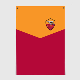 Постер с принтом A S Roma - Yellow and Red в Курске, 100% бумага
 | бумага, плотность 150 мг. Матовая, но за счет высокого коэффициента гладкости имеет небольшой блеск и дает на свету блики, но в отличии от глянцевой бумаги не покрыта лаком | Тематика изображения на принте: рим | рома