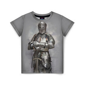 Детская футболка 3D с принтом Рыцарь в Курске, 100% гипоаллергенный полиэфир | прямой крой, круглый вырез горловины, длина до линии бедер, чуть спущенное плечо, ткань немного тянется | боец | воин | доспехи | король | латы | меч | рыцарь