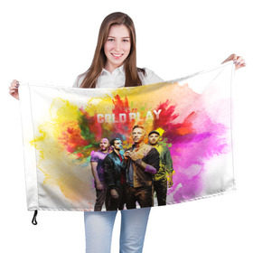 Флаг 3D с принтом Coldplay в Курске, 100% полиэстер | плотность ткани — 95 г/м2, размер — 67 х 109 см. Принт наносится с одной стороны | cold play | rock | колд плей | колд плэй | колдплей | колдплэй | рок