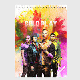 Скетчбук с принтом Coldplay в Курске, 100% бумага
 | 48 листов, плотность листов — 100 г/м2, плотность картонной обложки — 250 г/м2. Листы скреплены сверху удобной пружинной спиралью | cold play | rock | колд плей | колд плэй | колдплей | колдплэй | рок