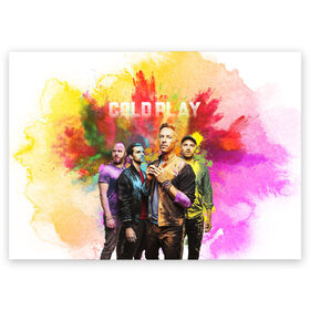 Поздравительная открытка с принтом Coldplay в Курске, 100% бумага | плотность бумаги 280 г/м2, матовая, на обратной стороне линовка и место для марки
 | cold play | rock | колд плей | колд плэй | колдплей | колдплэй | рок