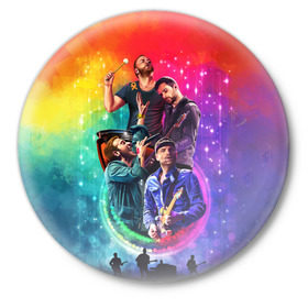 Значок с принтом Coldplay в Курске,  металл | круглая форма, металлическая застежка в виде булавки | 