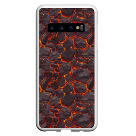 Чехол для Samsung Galaxy S10 с принтом Голем в Курске, Силикон | Область печати: задняя сторона чехла, без боковых панелей | Тематика изображения на принте: вулкан | голем | демон | жара | камень | лава | огонь | пламя | солнце