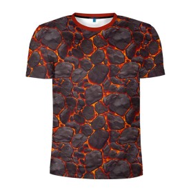 Мужская футболка 3D спортивная с принтом Голем в Курске, 100% полиэстер с улучшенными характеристиками | приталенный силуэт, круглая горловина, широкие плечи, сужается к линии бедра | вулкан | голем | демон | жара | камень | лава | огонь | пламя | солнце