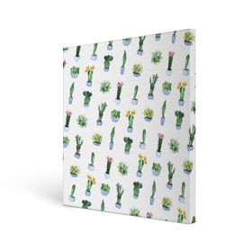 Холст квадратный с принтом Кактусы в Курске, 100% ПВХ |  | Тематика изображения на принте: горшок | зеленый | кактус | принт | растение | флора | цветы