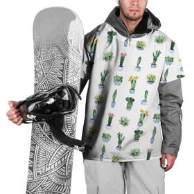 Накидка на куртку 3D с принтом Кактусы в Курске, 100% полиэстер |  | горшок | зеленый | кактус | принт | растение | флора | цветы
