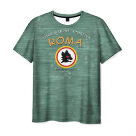Мужская футболка 3D с принтом A S Roma - Vintage No.2 в Курске, 100% полиэфир | прямой крой, круглый вырез горловины, длина до линии бедер | 