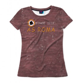 Женская футболка 3D с принтом A S Roma - Vintage No.3 в Курске, 100% полиэфир ( синтетическое хлопкоподобное полотно) | прямой крой, круглый вырез горловины, длина до линии бедер | рим | рома