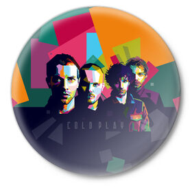 Значок с принтом Coldplay в Курске,  металл | круглая форма, металлическая застежка в виде булавки | Тематика изображения на принте: cold play | rock | колд плей | колд плэй | колдплей | колдплэй | рок