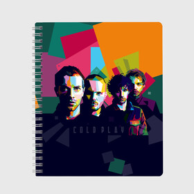 Тетрадь с принтом Coldplay в Курске, 100% бумага | 48 листов, плотность листов — 60 г/м2, плотность картонной обложки — 250 г/м2. Листы скреплены сбоку удобной пружинной спиралью. Уголки страниц и обложки скругленные. Цвет линий — светло-серый
 | cold play | rock | колд плей | колд плэй | колдплей | колдплэй | рок